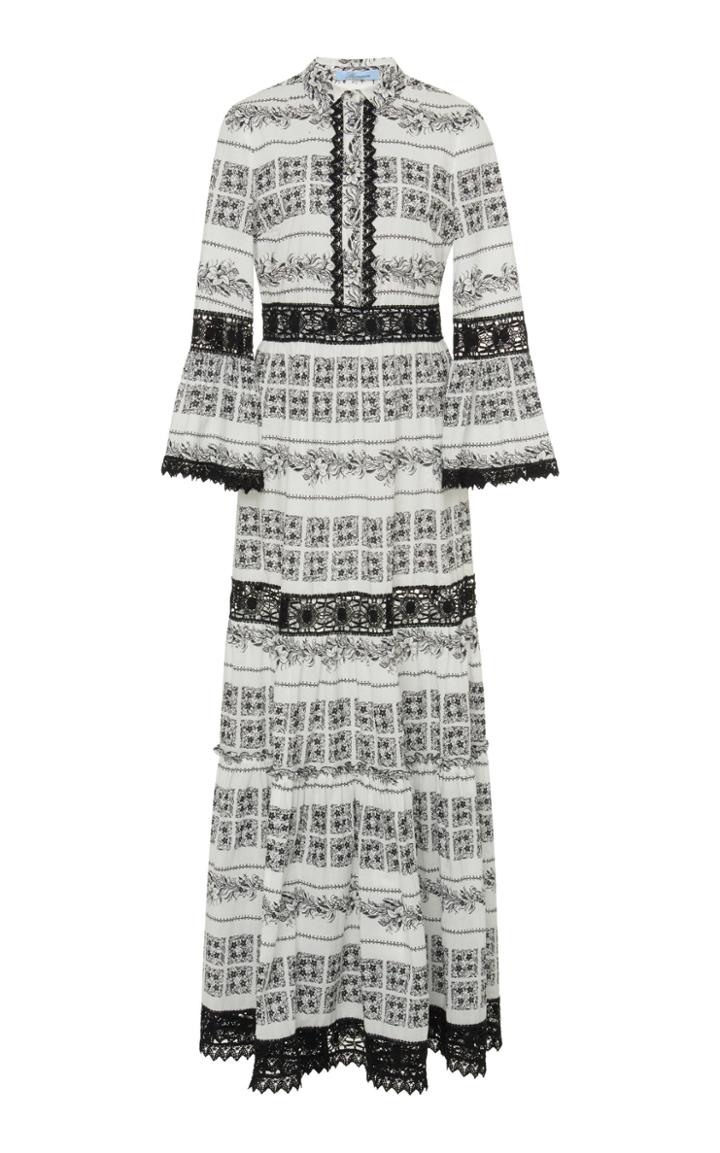 Blumarine Long Sleeve Printed Lace Dress