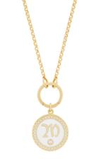 Foundrae White Petite Champleve Enamel Initial Medallion On Annex Link Necklace