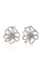 Oscar De La Renta Pav-crystal Flower Earrings