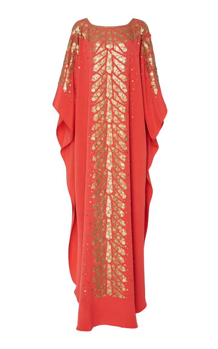Joanna Mastroianni Metallic Embellished Silk Caftan
