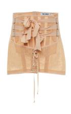 Moda Operandi Attico Floral Lace-up Bow Mini Skirt Size: 36