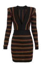 Balmain Metallic Striped Wool-blend Dress