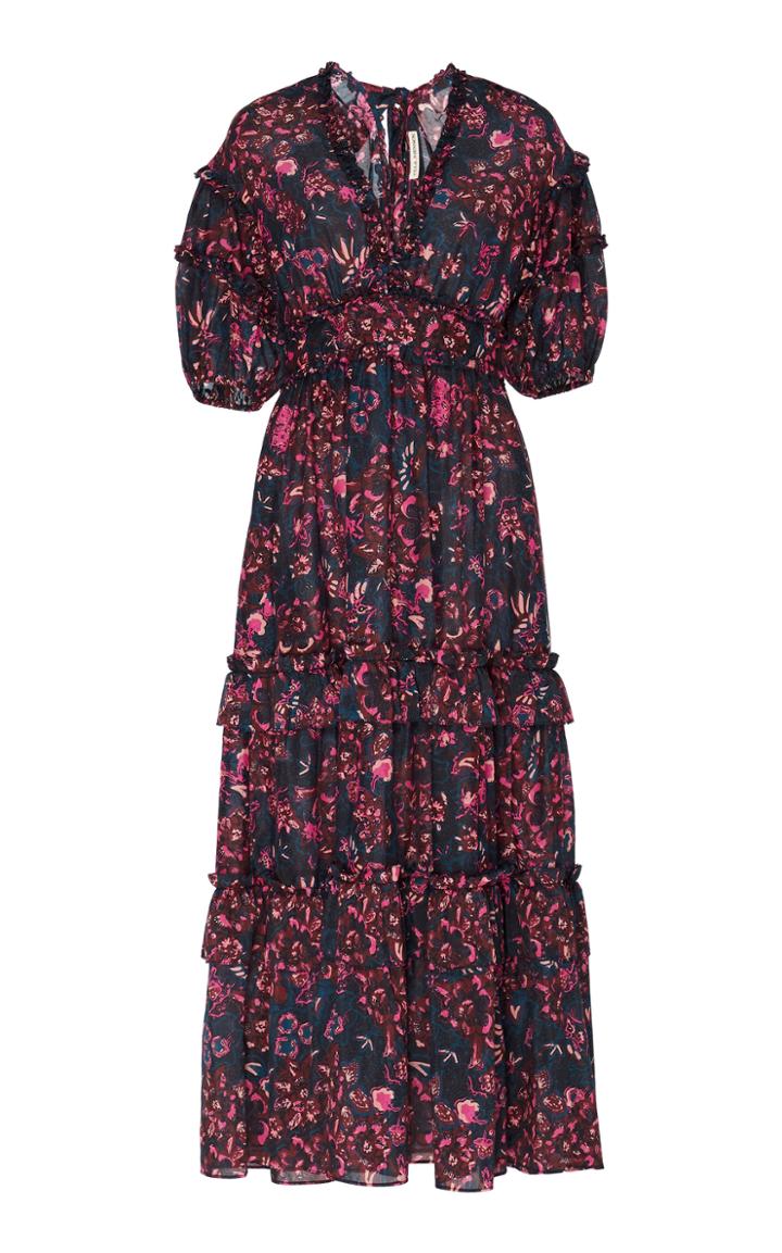 Moda Operandi Ulla Johnson Amora Floral-print Cotton-blend Midi Dress Size: 12