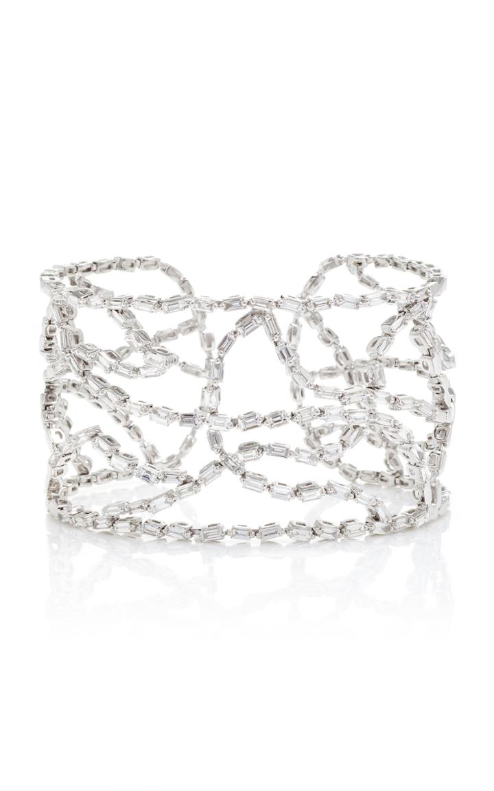 Suzanne Kalan Diamond Baguette Spiral Wide Cuff