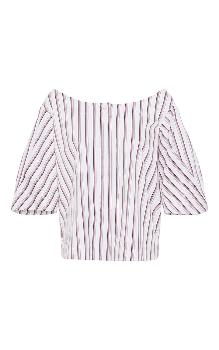 Isa Arfen Bunting Stripe Off The Shoulder Blouse