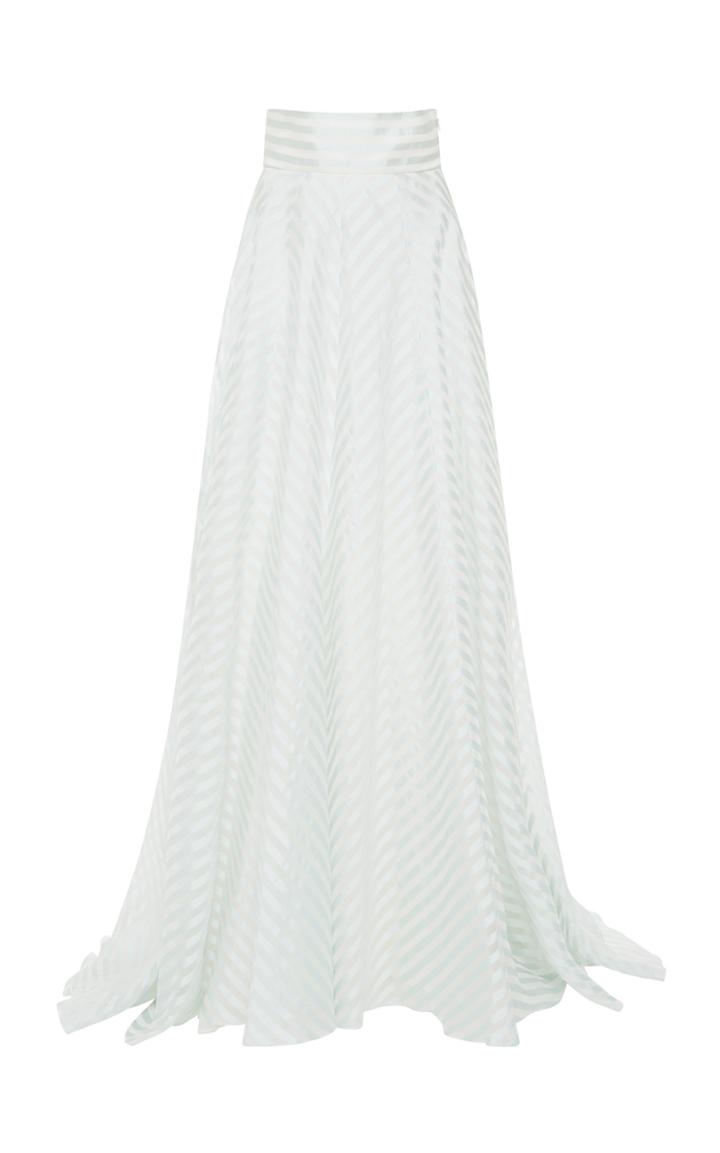 Luisa Beccaria Organdy Striped Full Length Skirt