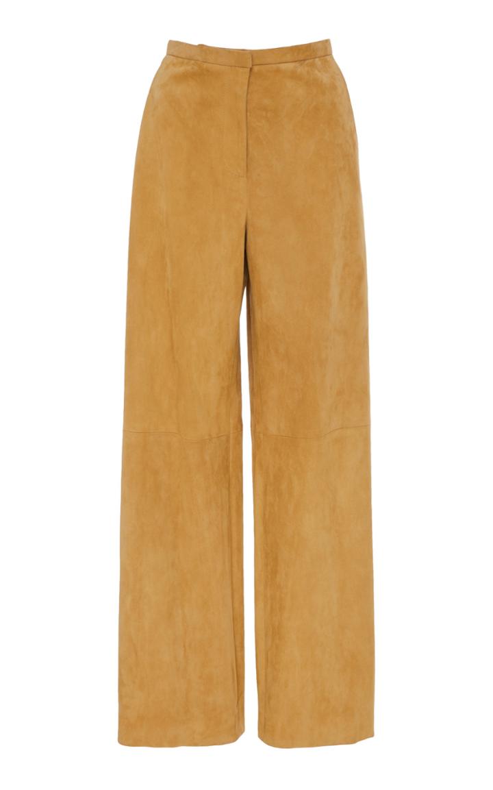 Khaite Charlize Suede Mid-rise Straight-leg Pants