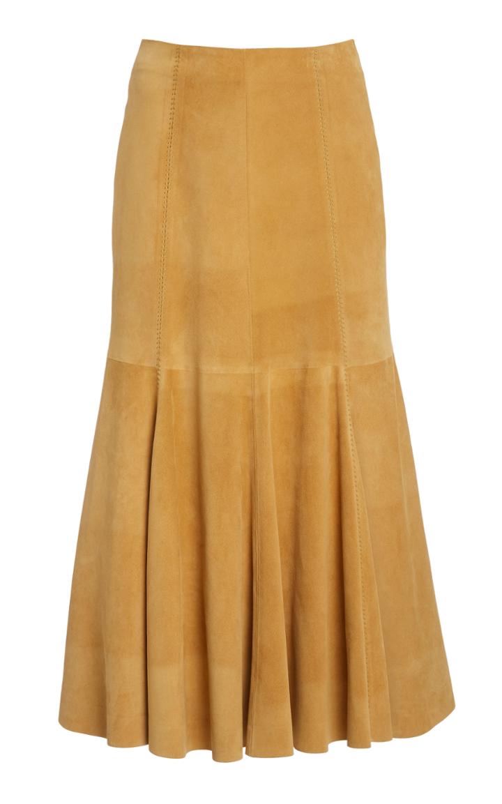 Moda Operandi Gabriela Hearst Amy Suede Flared Midi Skirt