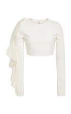 Christian Siriano Flounce Cropped Blouse