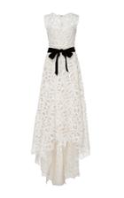 Monique Lhuillier Embroidered Sleeveless High Low Gown
