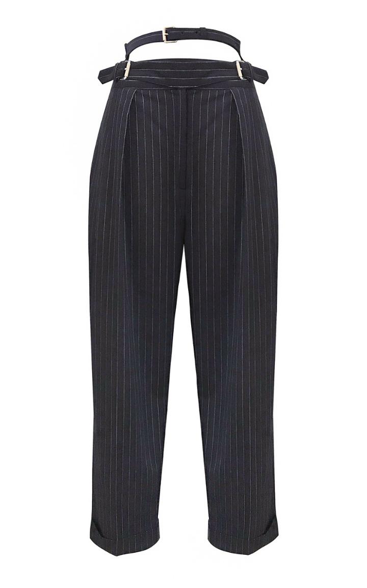 Moda Operandi Pushbutton High Waist Belted Wool Pants Size: S
