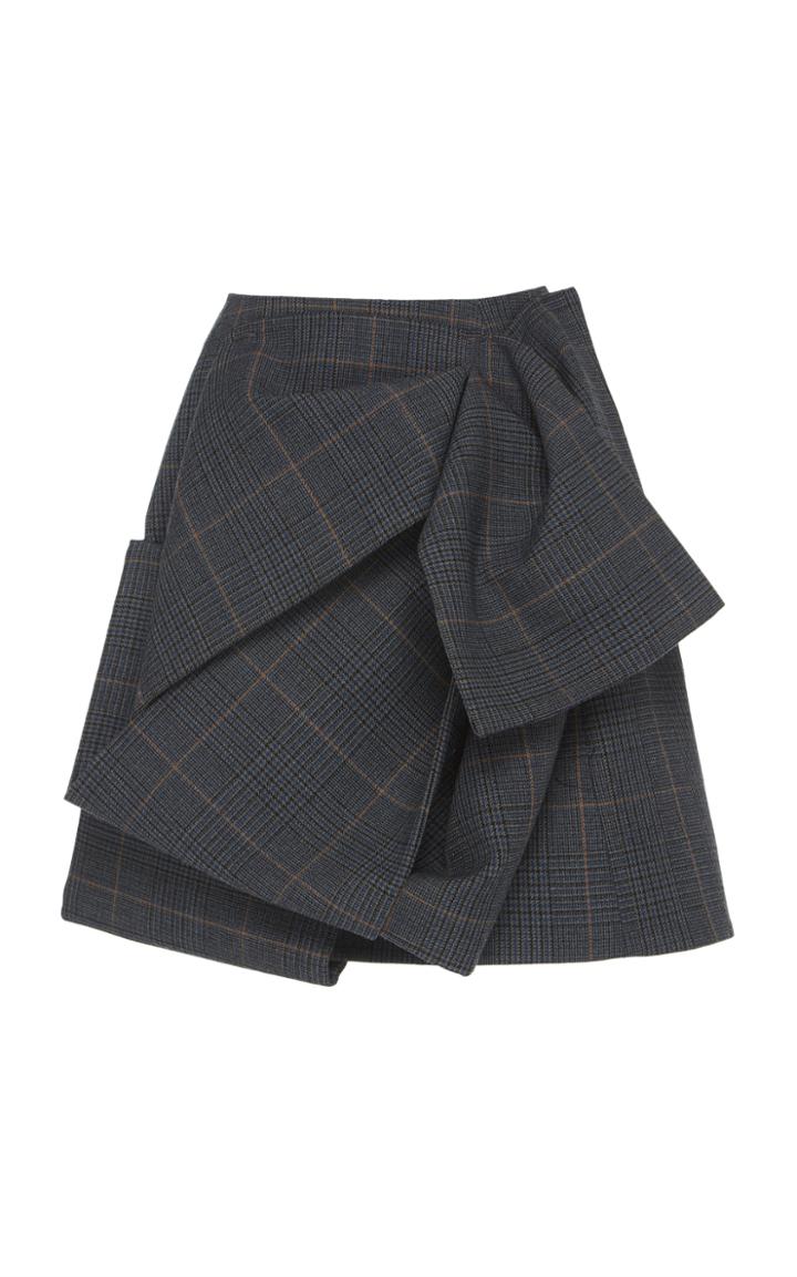 Dice Kayek Ruched Plaid Skirt