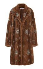 Oscar De La Renta Crystal Embellished Mink Fur Coat