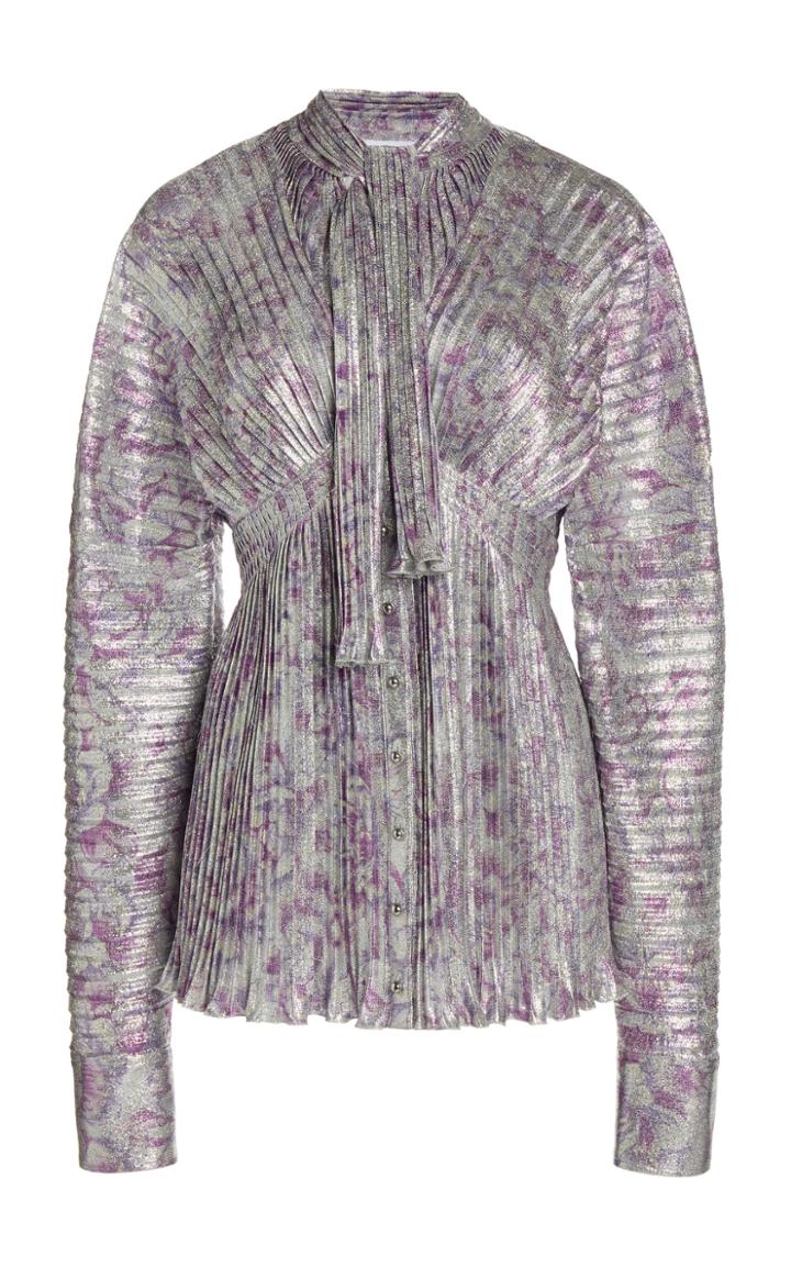 Moda Operandi Paco Rabanne Metallic Floral Statement Sleeve Blouse