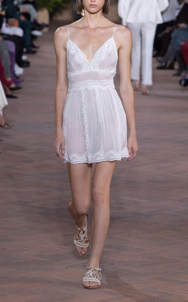 Moda Operandi Alberta Ferretti Embroidered Chiffon Mini Dress