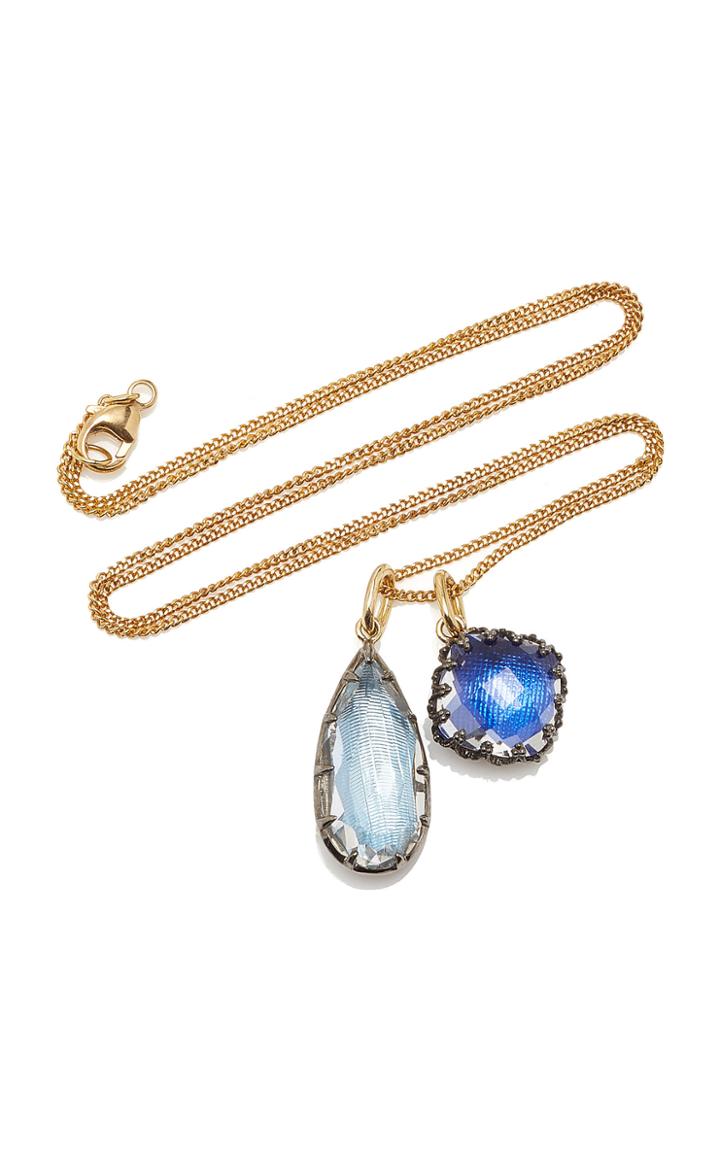 Larkspur & Hawk Lady Emily 14k Gold Black Rhodium Sterling Silver And Quartz Necklace