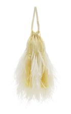 Attico Tasseled Feather-trimmed Beaded Cotton Pouch