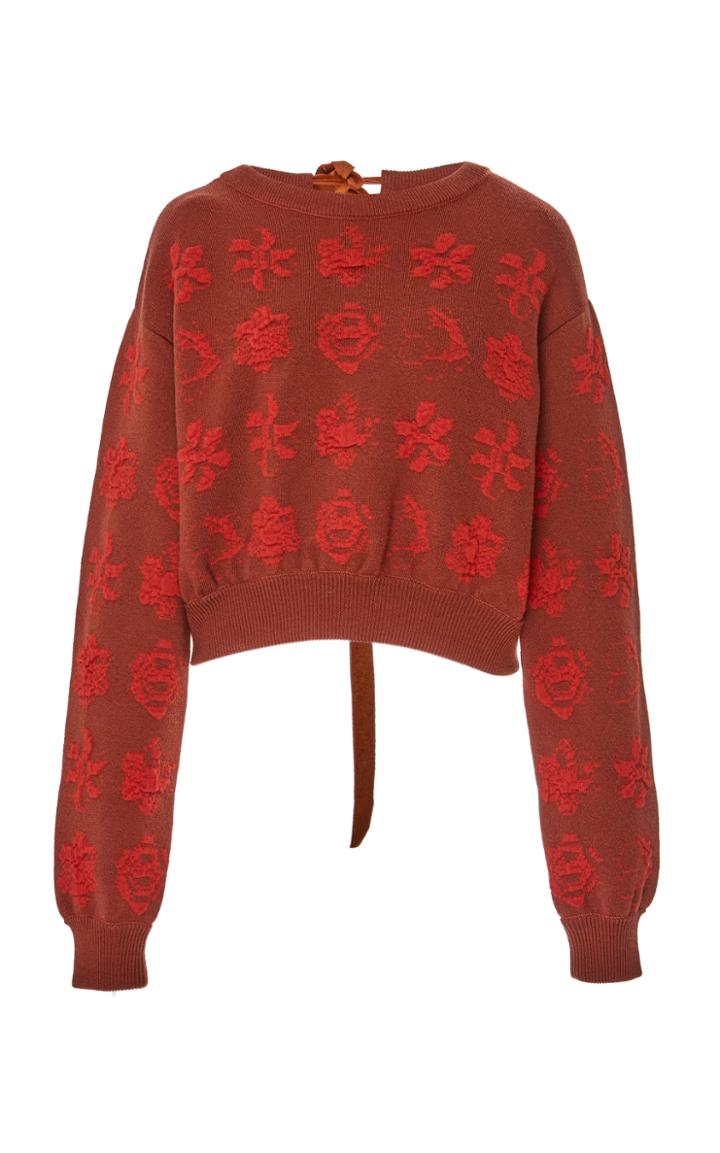 Jonathan Cohen Jacquard Wool Tie Back Top