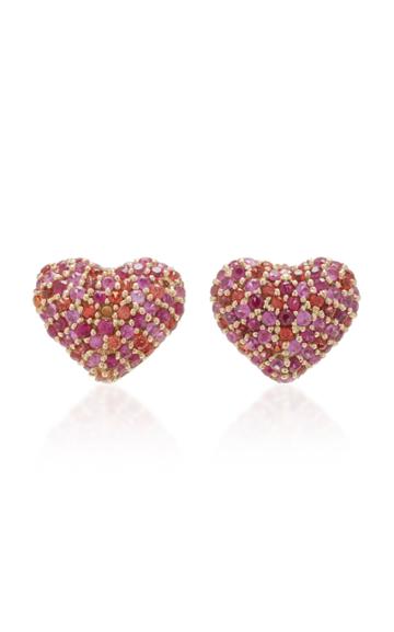 She Bee 14k Gold And Sapphire Heart Stud Earrings