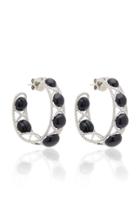 Ofira White Diamond & Agate Hoop Earrings