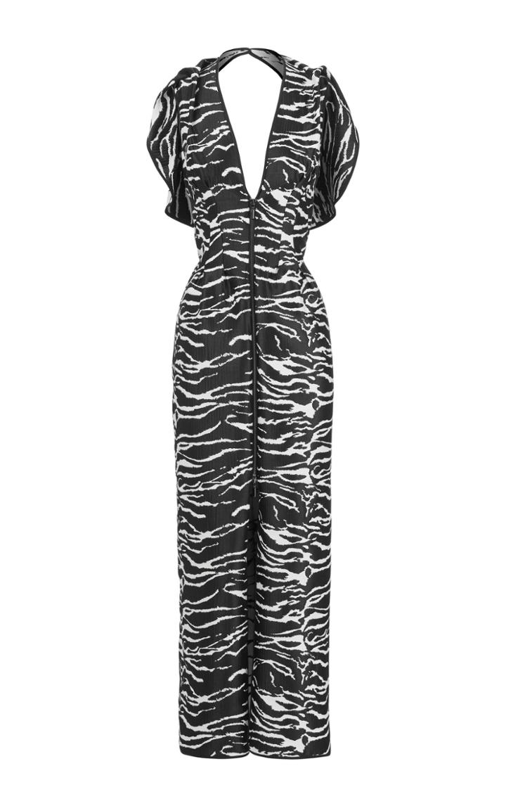 Maticevski Insecta Ruffled Printed Satin Dress