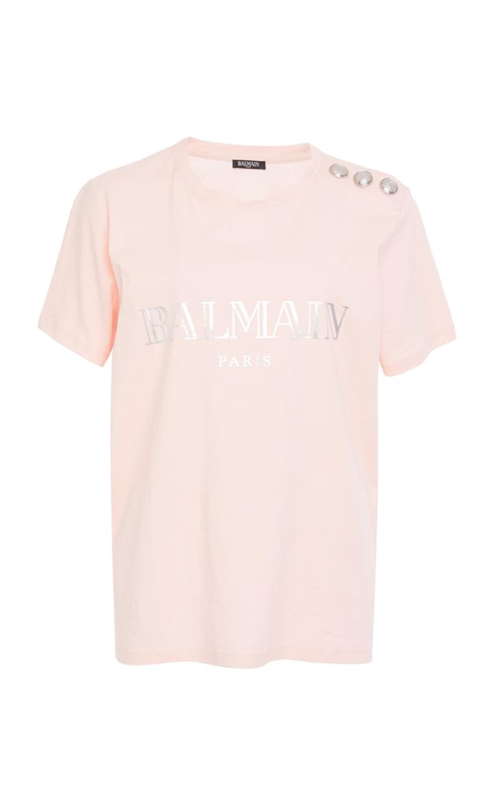 Balmain Button-detail Logo Cotton T-shirt