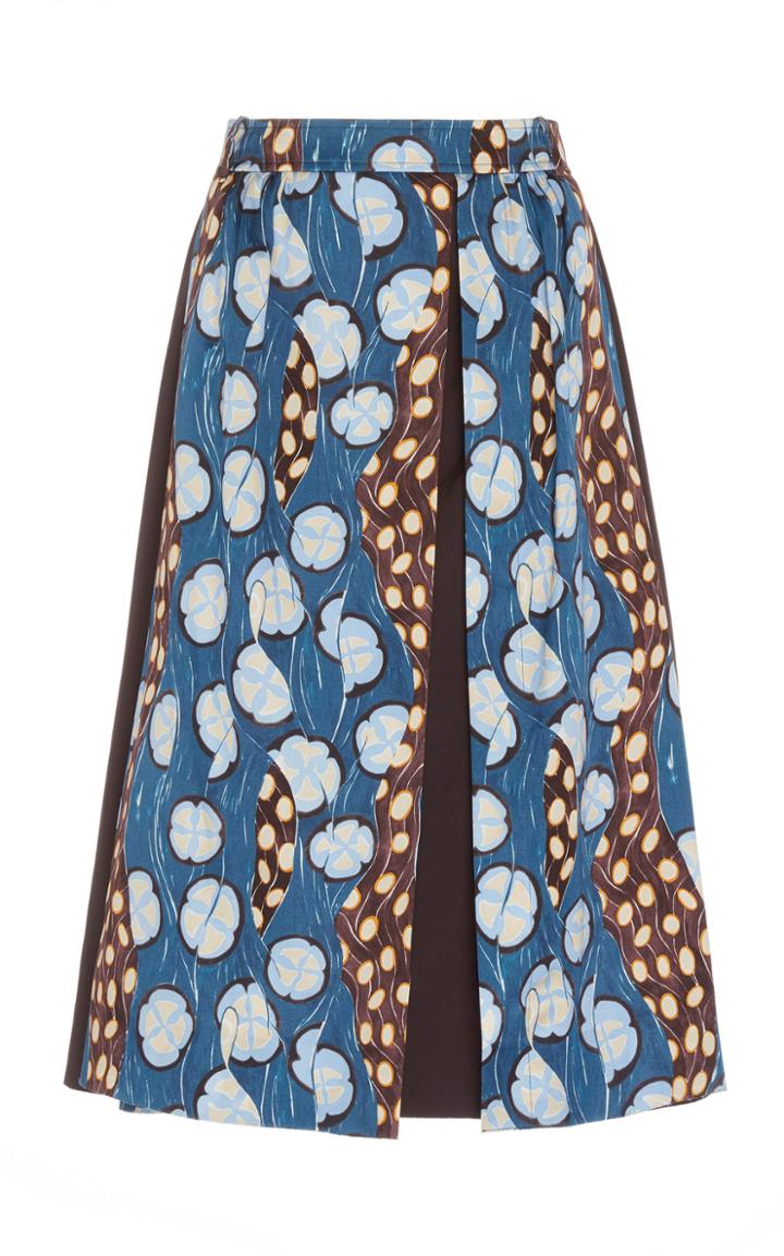 Alexandre Blanc Patterned Crepe De Chine Skirt