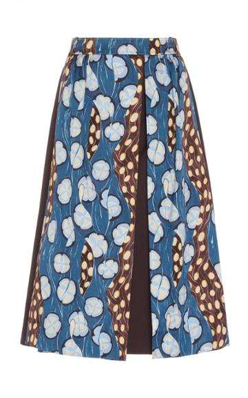 Alexandre Blanc Patterned Crepe De Chine Skirt