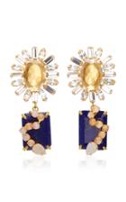 Bounkit 14k Gold-plated Brass Quartz Lapis And Moonstone Earrings