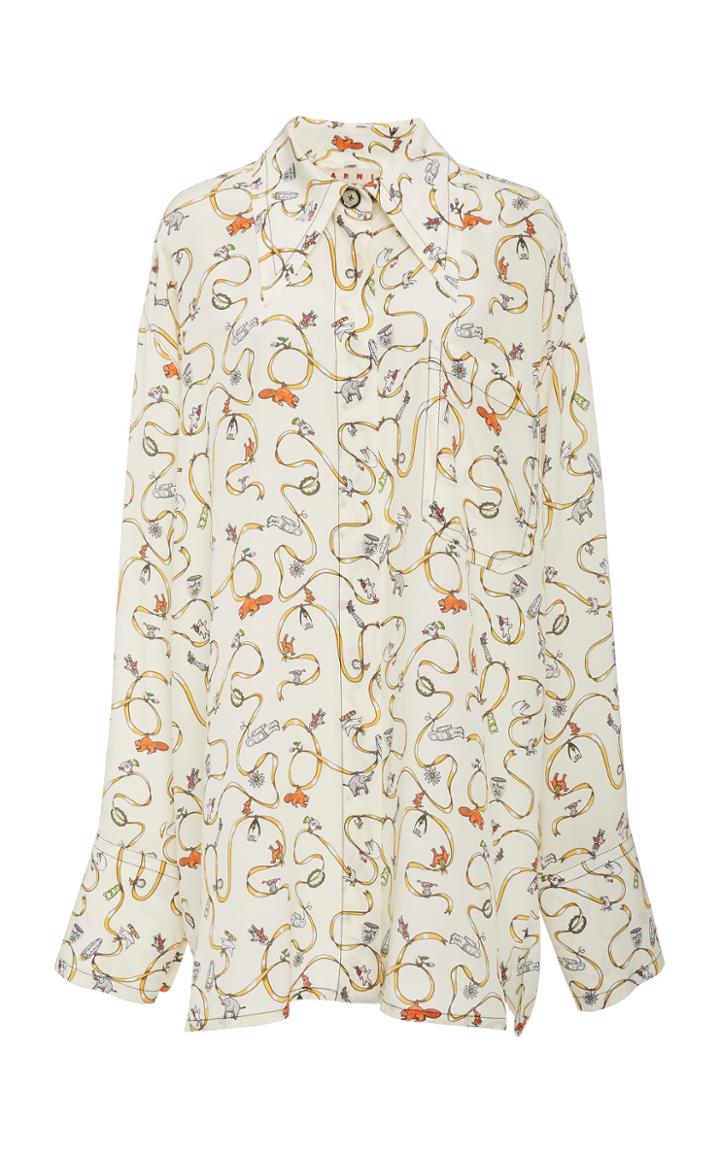 Marni Cracker Jacks Silk Polo Neck Shirt