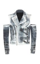Balmain Spray Denim Jacket Open Shoulders