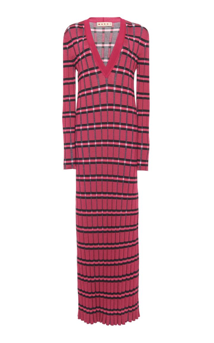Marni V-neck Wool-blend Maxi Dress