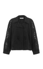 Moda Operandi Nevenka Raging Heart Cutout Embroidered Cotton Cropped Trench Coat