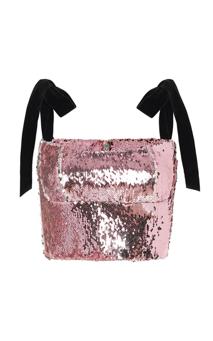 Rachel Gilbert Addie Velvet-trimmed Sequined Top