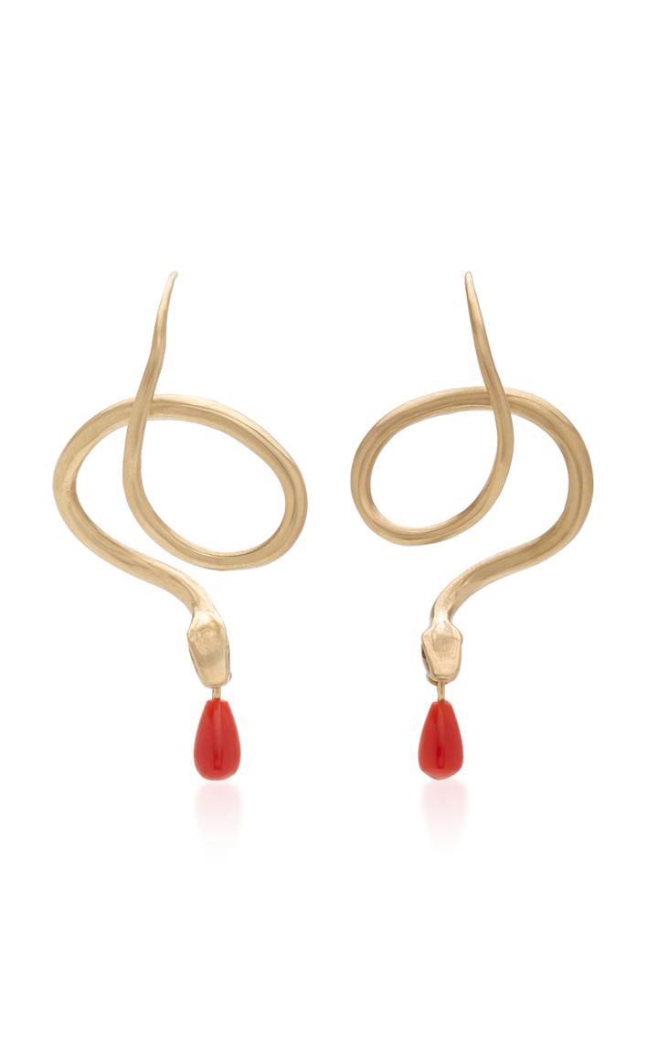 Annette Ferdinandsen 14k Gold, Diamond And Coral Earrings