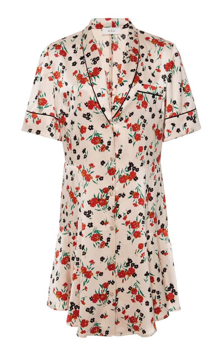 A.l.c. Ruthie Button Up Stretch Silk Mini Dress