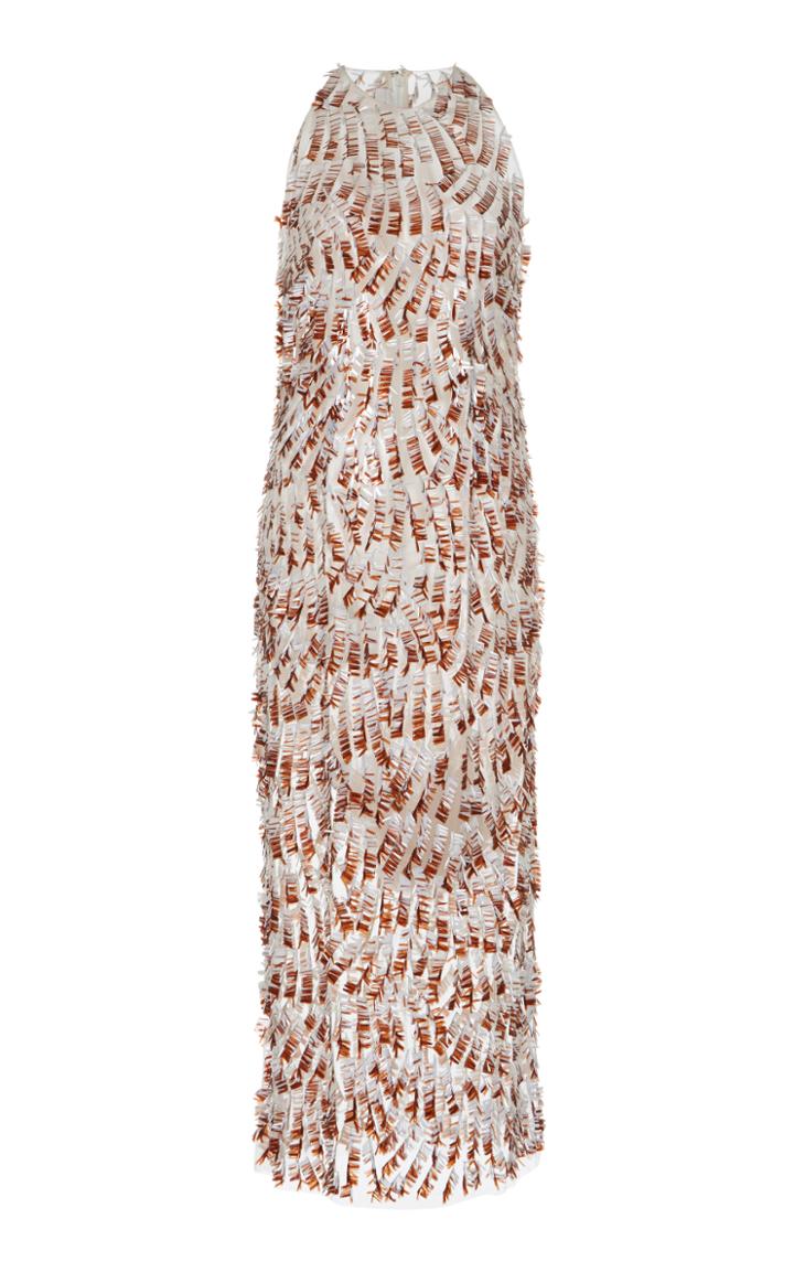 Sandra Mansour Plume Embellished Midi Dress