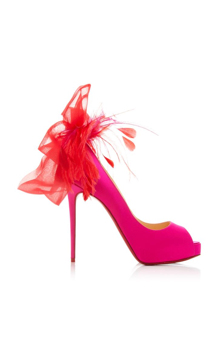 Christian Louboutin Anemoniac Embellished Satin Peep-toe Pumps