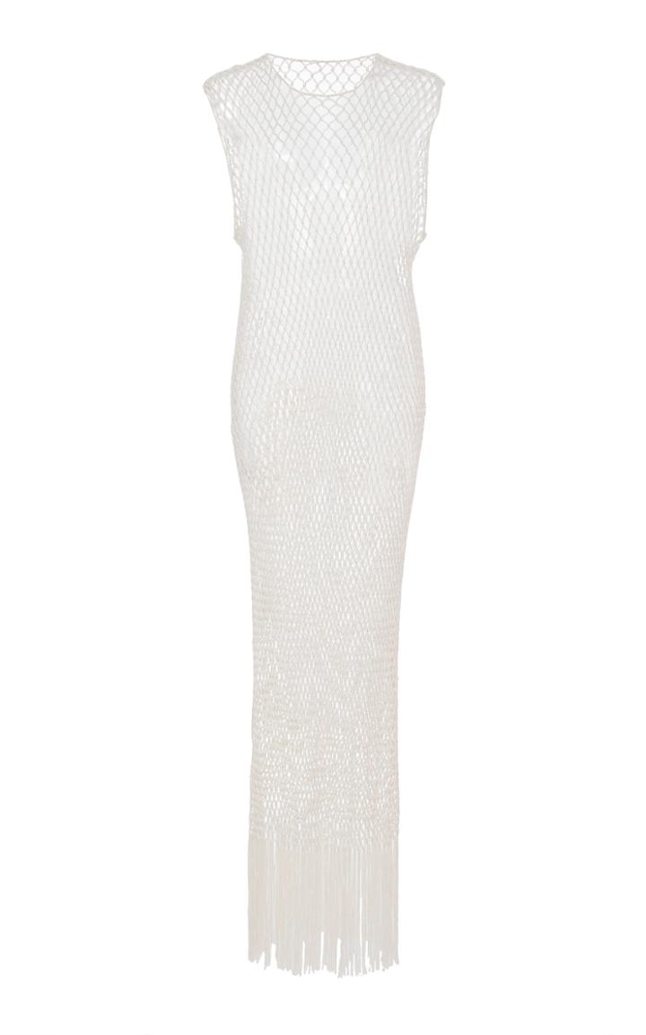 Pyer Moss Fringe-hem Silk Macrame Dress