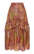 Moda Operandi Dundas Metallic Floral Silk-blend Ruffled Midi Skirt Size: 36