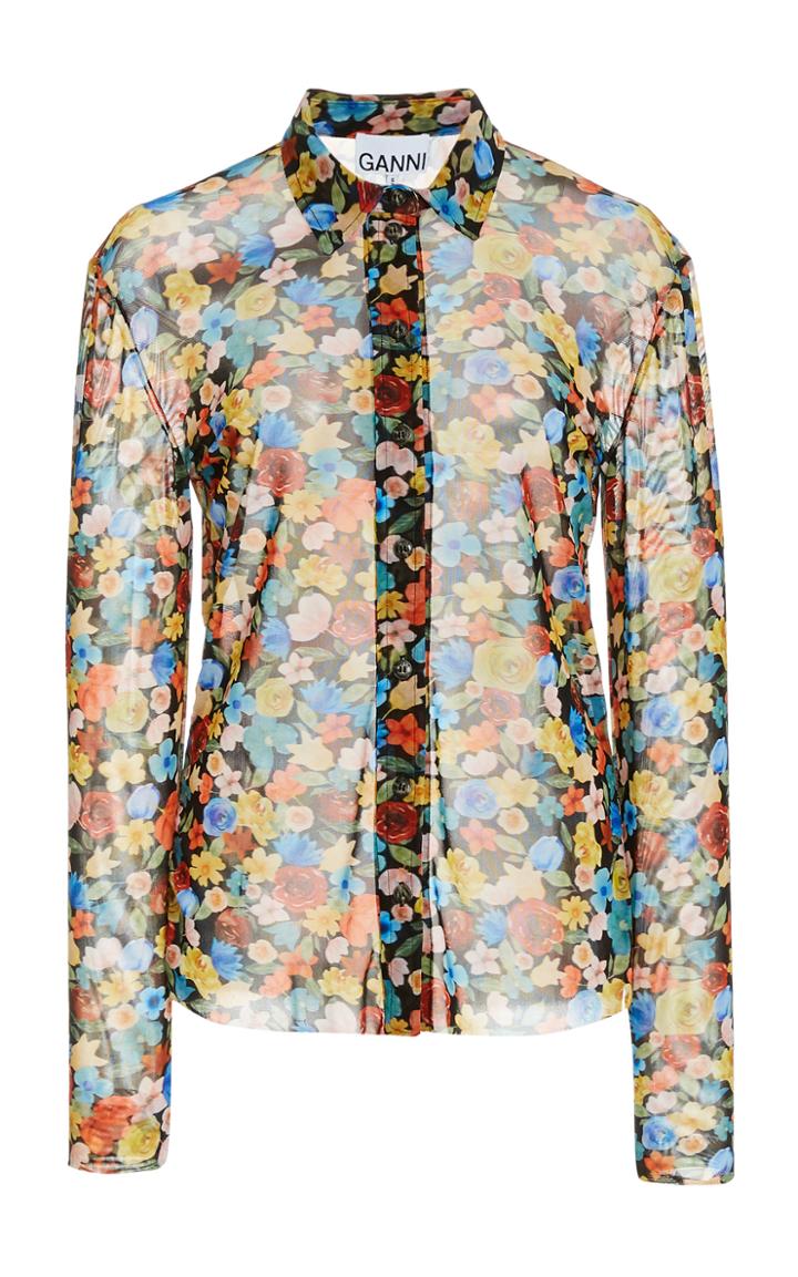 Moda Operandi Ganni Printed Mesh Shirt