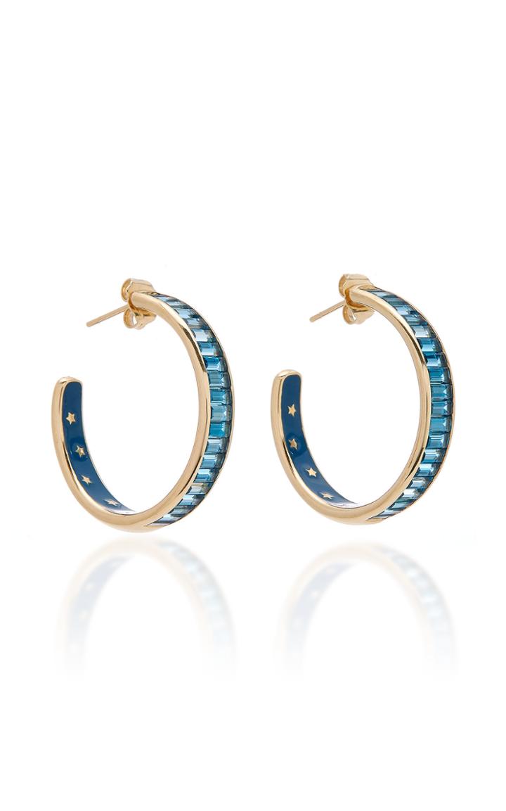 Moda Operandi Jane Taylor Cirque Horizontal London Blue Topaz Baguette Stud Hoops