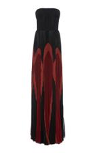 J. Mendel Strapless Pleated Printed Gown