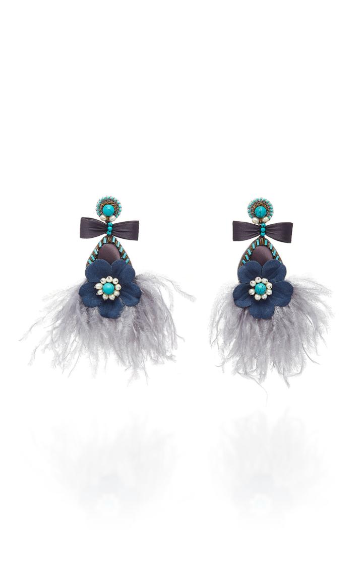 Ranjana Khan Lagoa Feather Embellished Earrings