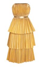 Ralph & Russo Tiered Metallic Laminated Dress