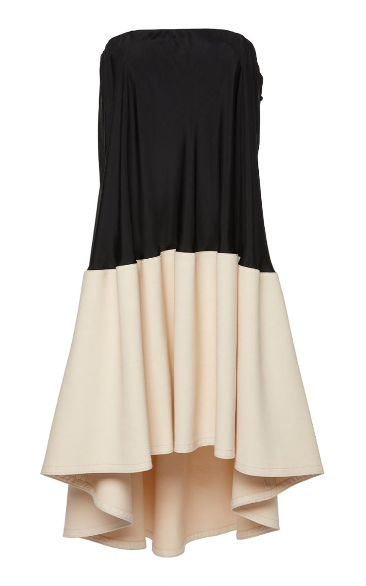 Tibi Sculpted Soft Drape Strapless Bias Dress