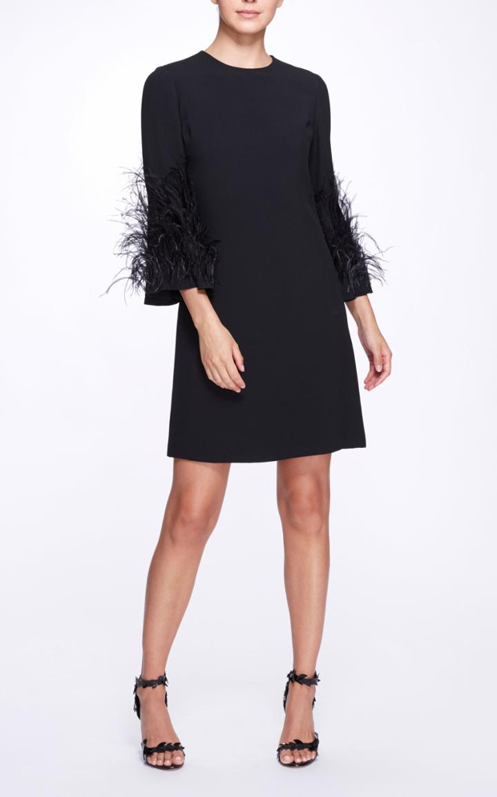 Moda Operandi Marchesa Feathered Creped Dress