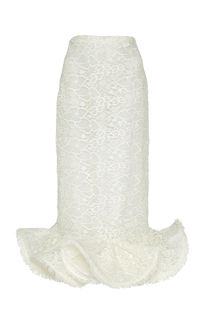 Moda Operandi Giambattista Valli Ruffled Lace High-rise Midi Skirt Size: 40