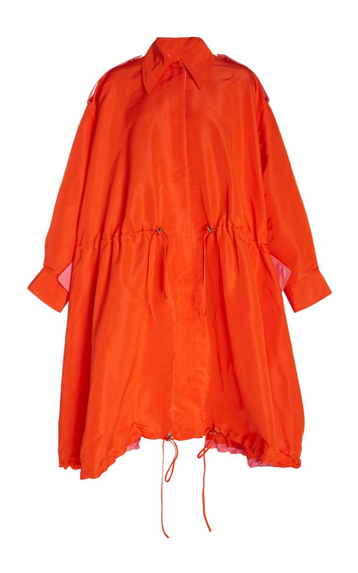 Carolina Herrera Oversized Silk Satin Parka