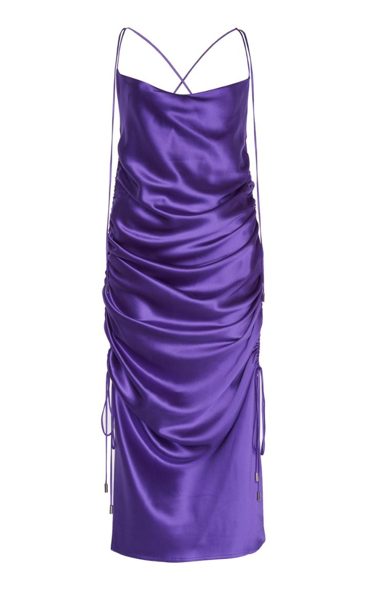 Galvan Yasmine Ruched Silk Dress